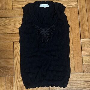 Carolina Herrera Black Textured Tank Top